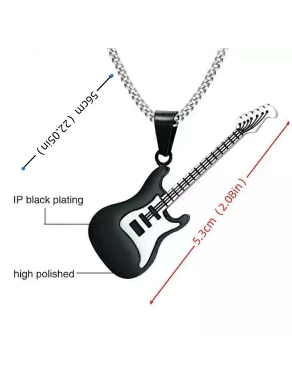 Silver Tone Electric Guitar Necklace and Pendant #620 - Picture 4 of 9